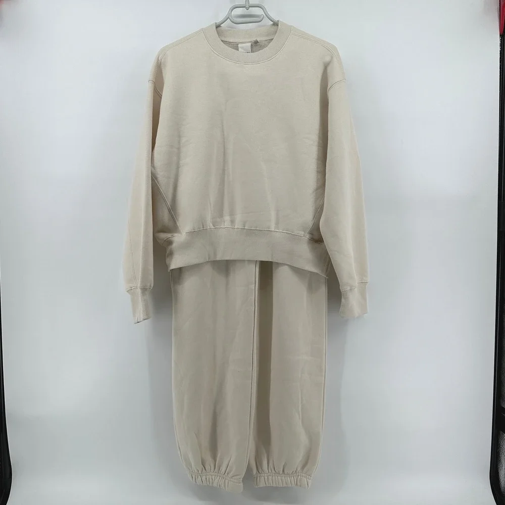 Zara Kids Girls Cream Beige Fleece Sweatshirt and Joggers Tracksuit Set 13-14Y